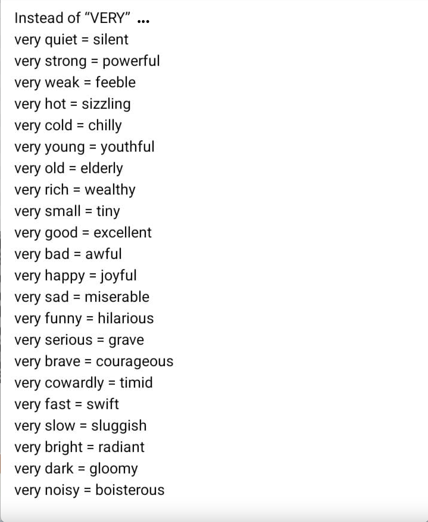 instead of very